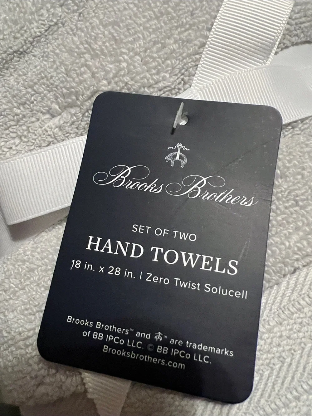 Brooks Brothers lot of 2 Premium Turkish Cotton gray Hand towels New